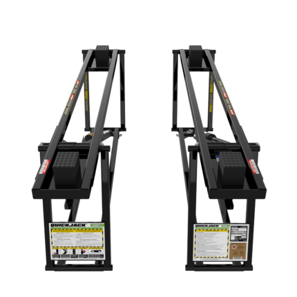 QuickJack 6000TL portable lift delivers 6,000 lb capacity with open-center access and heavy-duty rubber blocks for safe vehicle lifting