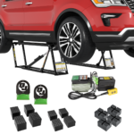 QuickJack 6000TLX Extended-Length Portable Car Lift Bundle includes portable lift, pinch-weld blocks, and wall hangers