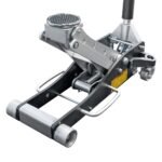 Lightweight aluminum racing floor jack for quick wheel changes