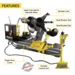 Explore Ranger R26FLT features including a super-duty electric hydraulic motor, spreader jaws, bead breaker tool, bead breaker disc, single-piece frame, and portable control unit. SKU 5140137