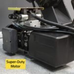 Close-up of the Ranger R26FLT super-duty electric hydraulic motor delivering powerful 3 HP performance for commercial truck and heavy-duty tire service applications. SKU 5140137.