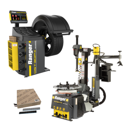 R76ATR tire changer and DST30PX wheel balancer package with tape wheel weights
