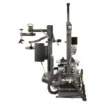 Efficient side profile view of the Ranger R76ATR-L tire changer, showcasing its 110V-capable tilt-back tower, assist arm components, and high-capacity structure built for busy tire shops