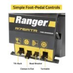 Simple foot-pedal controls on the Ranger R76ATR-L 110V tire changer streamline tilt-back, clamping, bead breaking, and turntable rotation for faster workflow