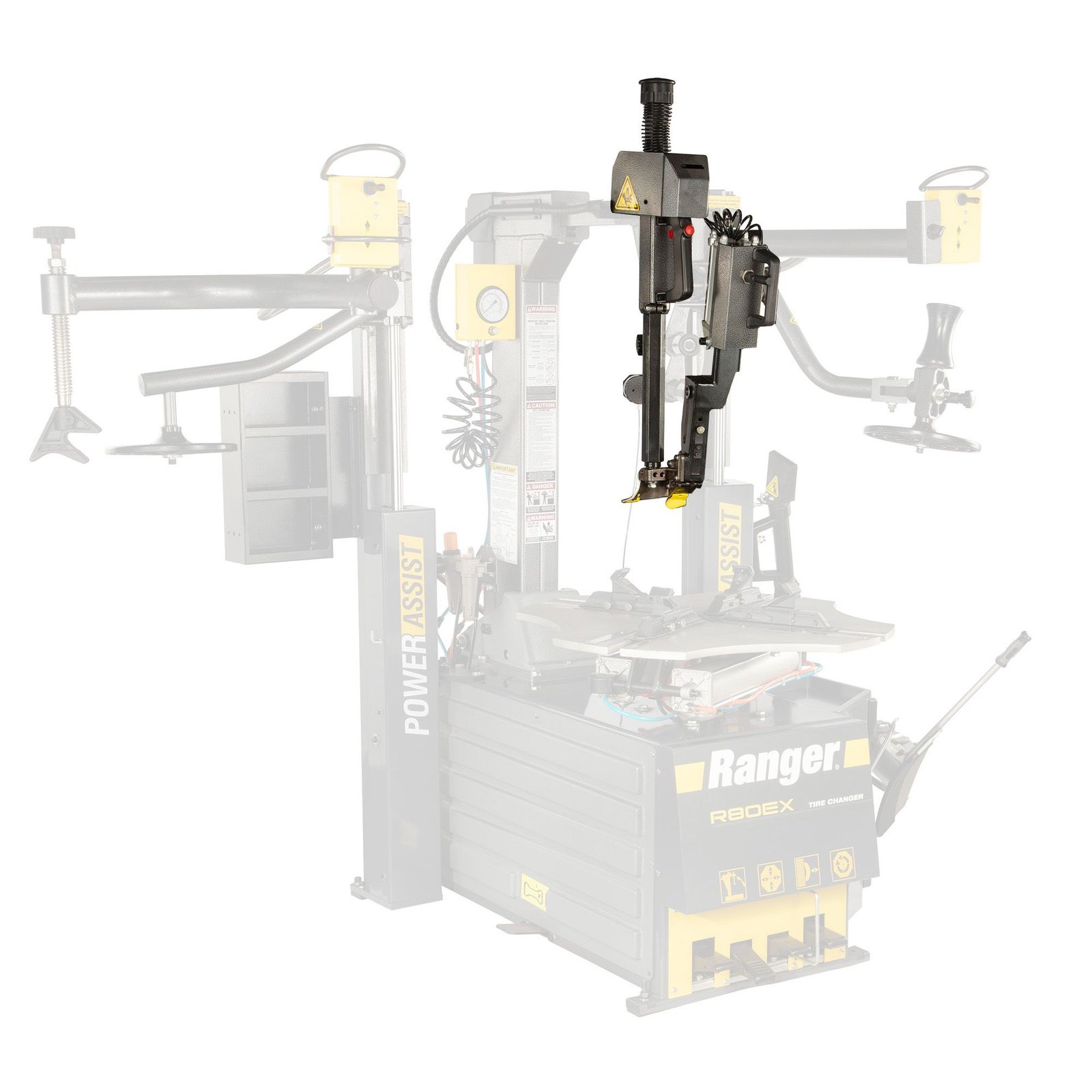 Leverless Bead Lifter Kit Leverless Auto Bead Lifter Kit enhancing R76 and R80EX tire changers with faster, safer tire mounting, improved workflow efficiency, and reduced operator fatigue in busy shop environments.