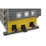 Foot-pedal control panel of the R980XR tire changer, featuring durable steel pedals for clamp, rotation, and bead-breaker functions