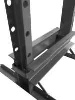 Detailed view of the Ranger RP-20T hydraulic jack assembly, showing the 20-ton bottle jack, ram connection point, and operating handle interface for high-force pressing applications