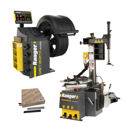 R980XR 220V wheel balancer with DST30PX system tape weight rolls and setup training kit