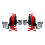 Complete dual tire clamping system providing stable, repeatable positioning for precision wheel alignment procedures