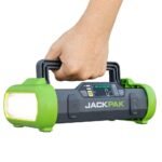 JackPak Ultra 2500A jump starter with removable clamps in action built-in air compressor