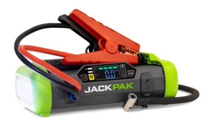 JackPak Ultra 2500A jump starter with removable clamps in action